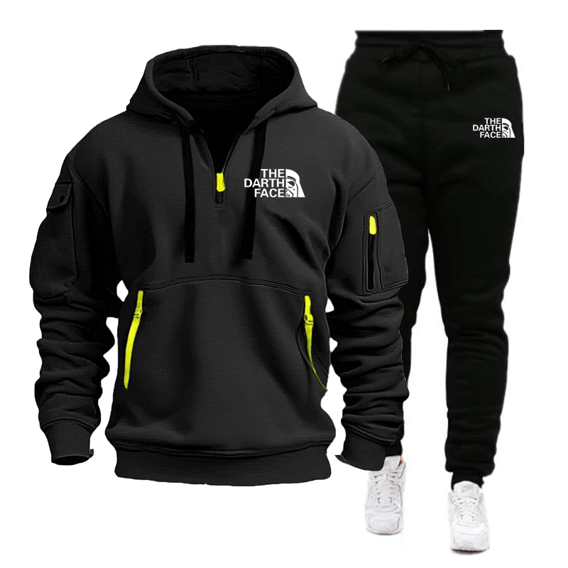 Mens Formal - Men's hooded sports shirt set featuring