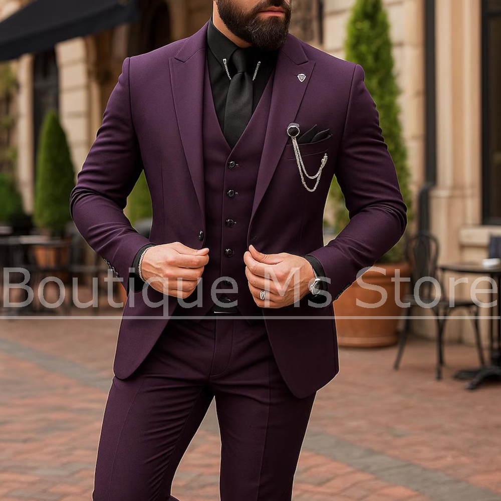 Men's 3 Piece Suit Single Brea - Men Formal Wear Outfits ulasan dan harga
