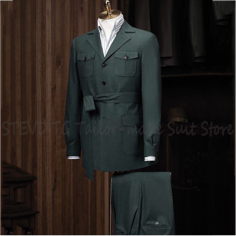 Safari Style Belted Men Suit 2 - Men Formal Wear Outfits ulasan dan harga