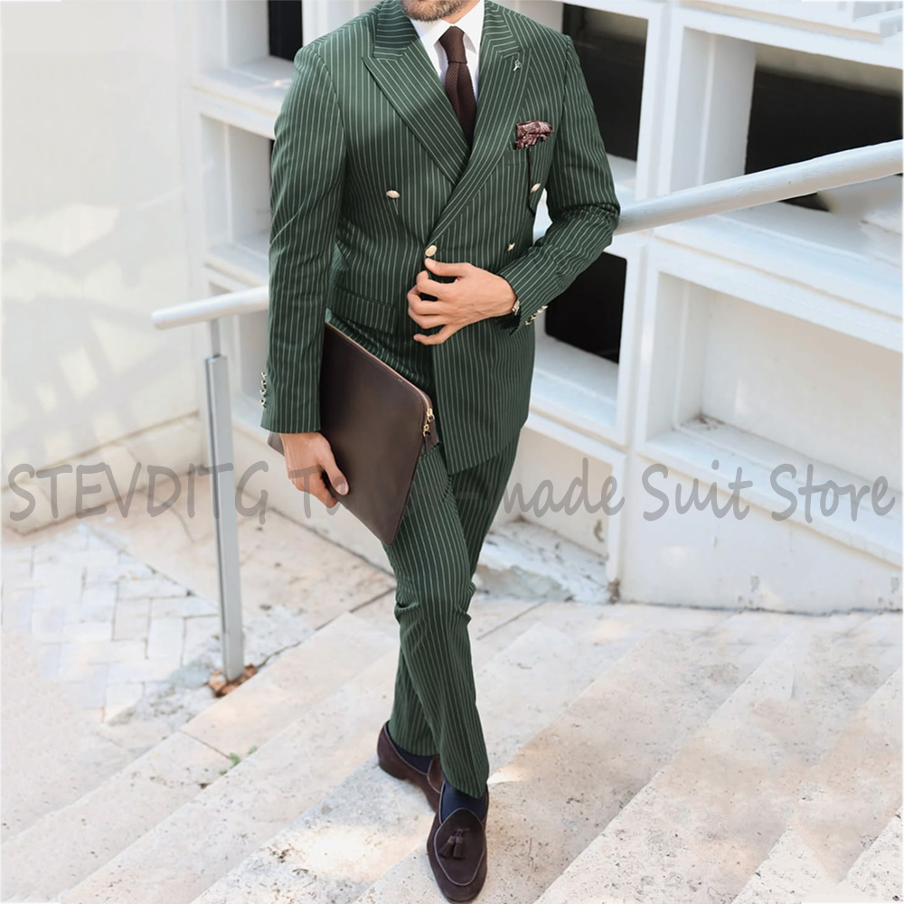 Classic Pinstriped Men's Suit  - Men Formal Wear Outfits ulasan dan harga