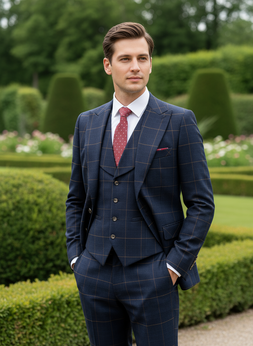 High Quality 3 Piece Checkered - Men Formal Wear Outfits ulasan dan harga