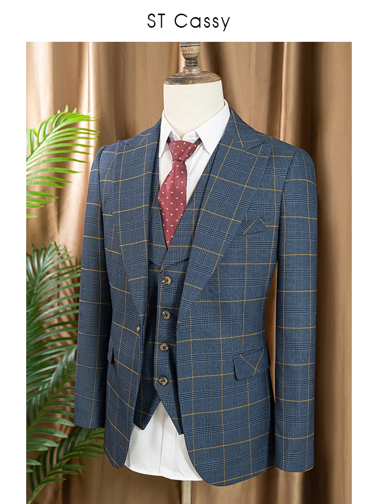 High Quality 3 Piece Checkered - Men Formal Wear Outfits ulasan dan harga