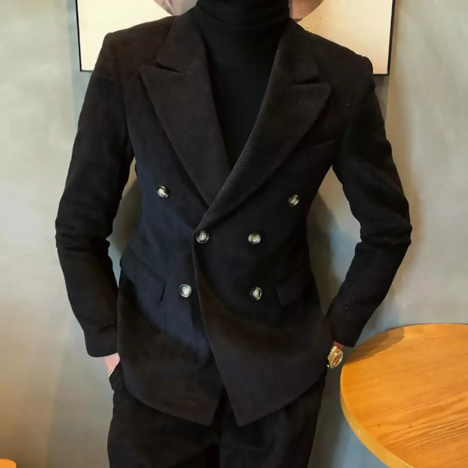 Corduroy Casual Peaked Lapel S - Men Formal Wear Coat ulasan dan harga