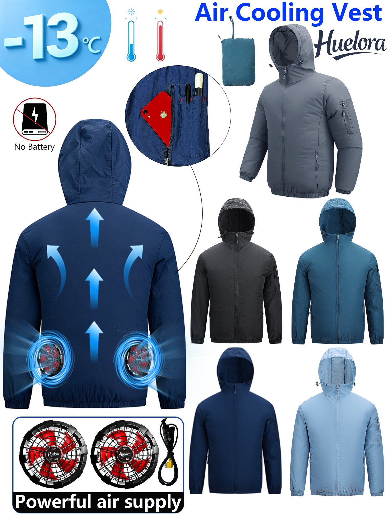 Men's Hooded USB Cooling Jacke - Men Formal Wear Coat ulasan dan harga