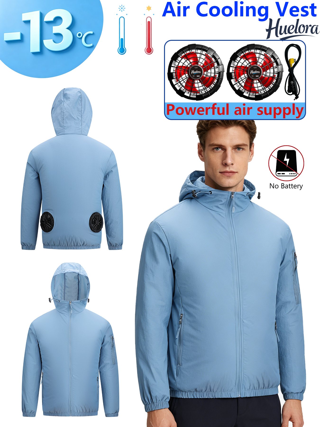 Men's Hooded USB Cooling Jacke - Men Formal Wear Coat ulasan dan harga