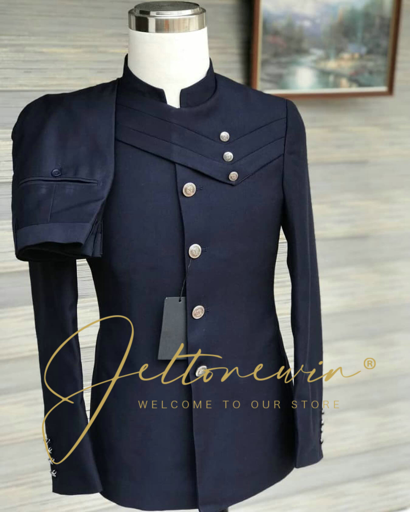 Men's Navy Blue Suit Set with  - Men'S Style Formal Wear ulasan dan harga