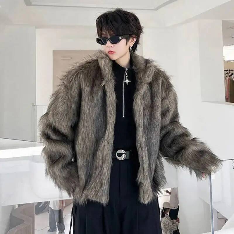Korean Style Men's Faux Fur Ja - Men Formal Wear Coat ulasan dan harga