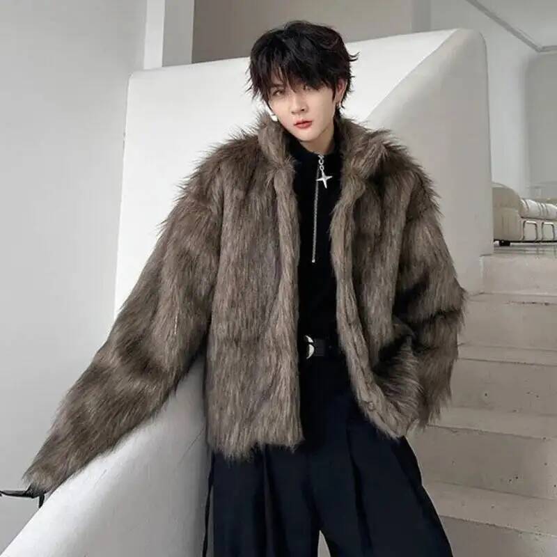 Korean Style Men's Faux Fur Ja - Men Formal Wear Coat ulasan dan harga