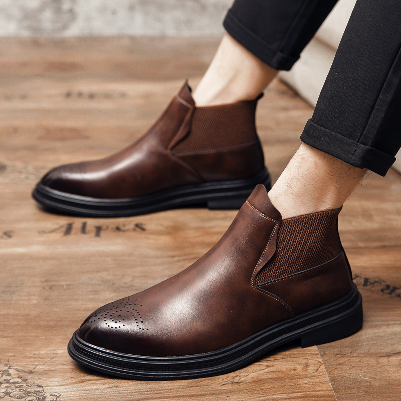 High-top leather shoes are ver - Men'S Style Formal Wear ulasan dan harga