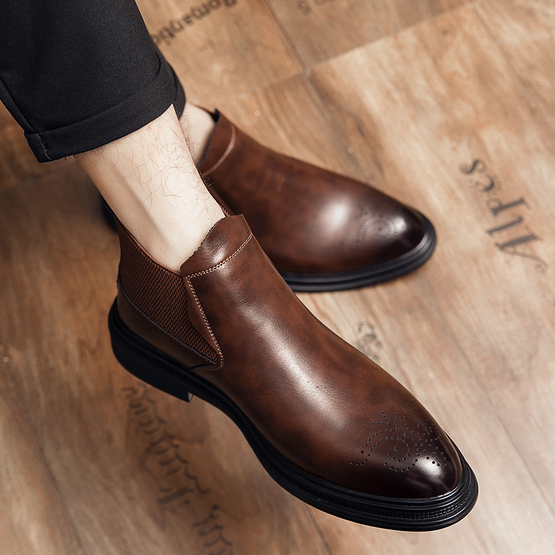 High-top leather shoes are ver - Men'S Style Formal Wear ulasan dan harga