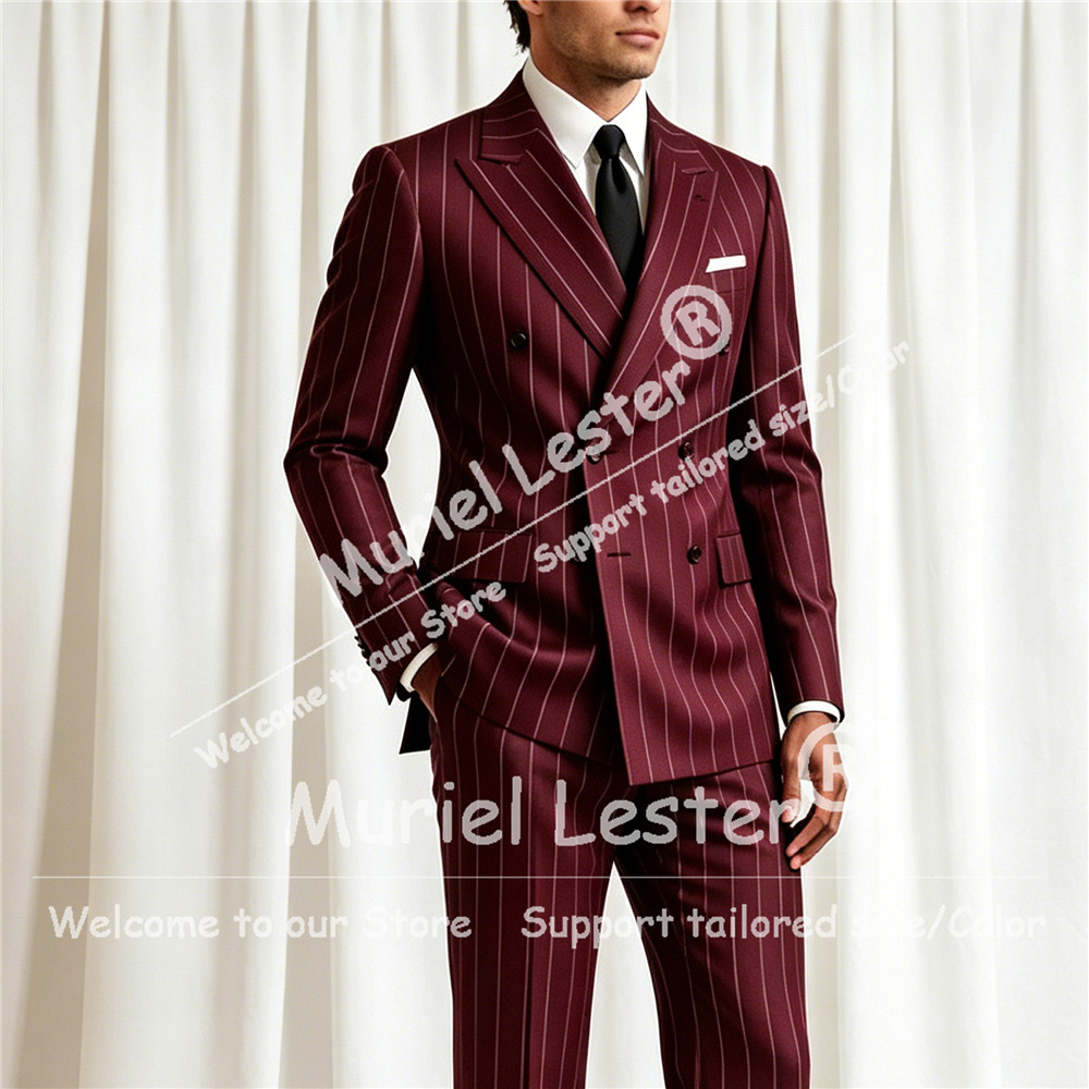 Elegant Stripes Suit Men 2 Pie - Men'S Style Formal Wear ulasan dan harga