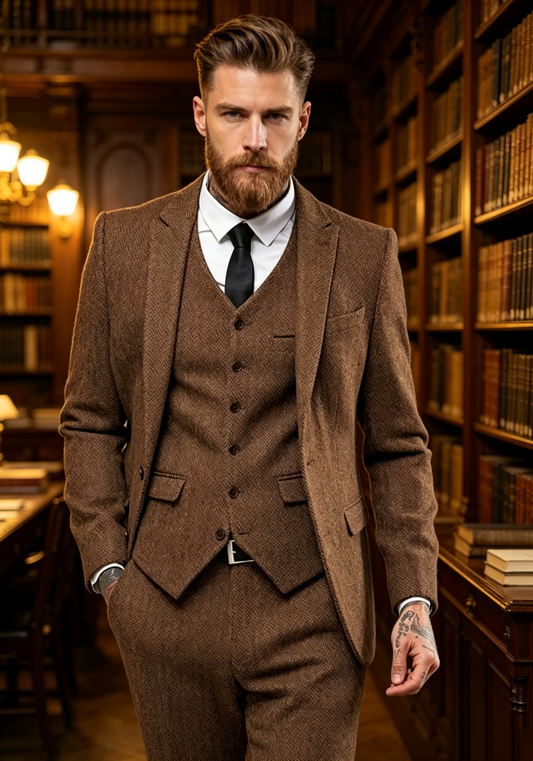 Dark Brown Wool Tweed Winter S - Men Formal Wear Coat ulasan dan harga