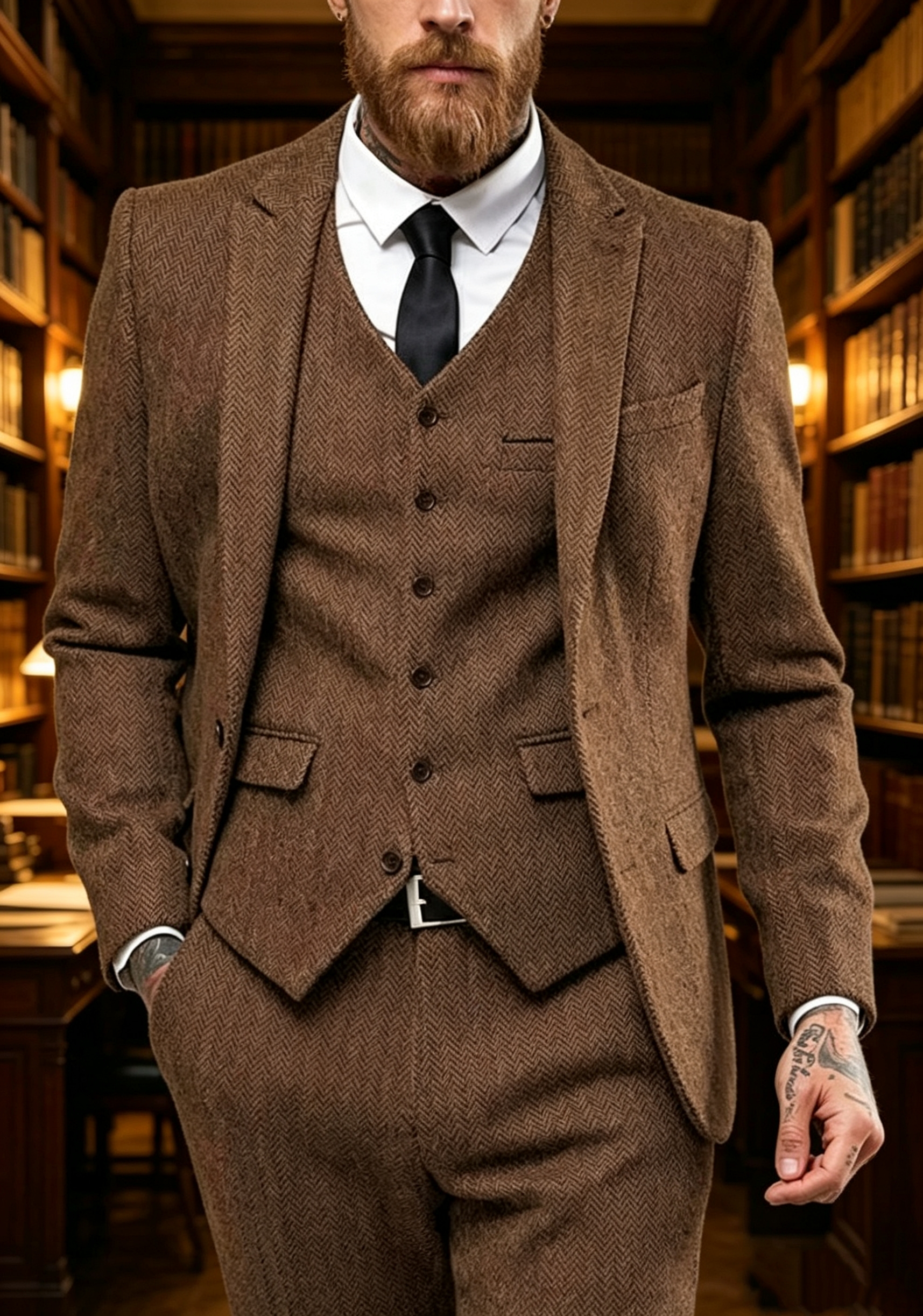Dark Brown Wool Tweed Winter S - Men Formal Wear Coat ulasan dan harga