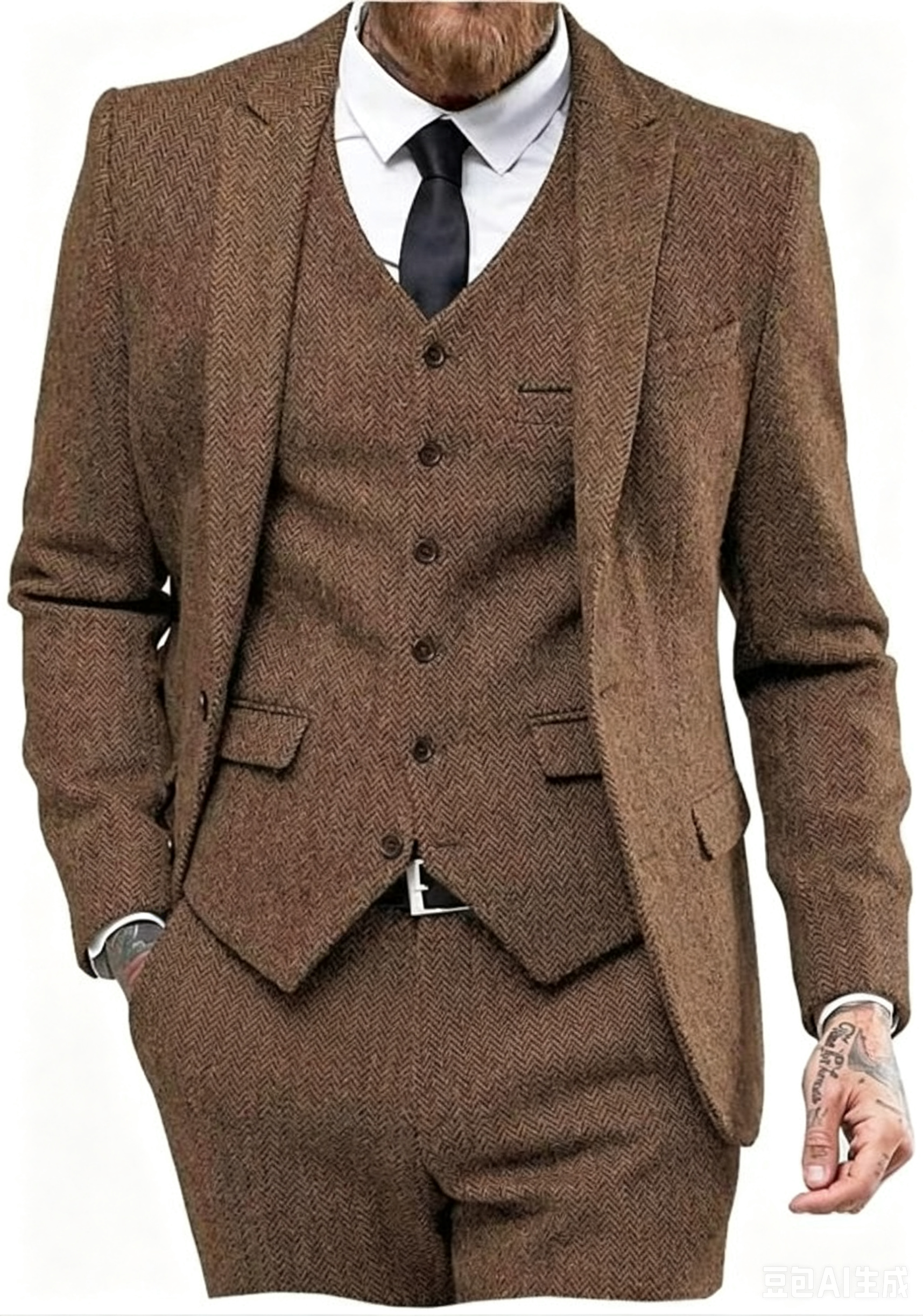 Dark Brown Wool Tweed Winter S - Men Formal Wear Coat ulasan dan harga