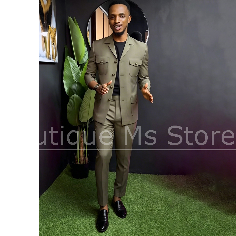 Men Safari Suit Two Piece Set  - Men Formal Wear Outfits ulasan dan harga