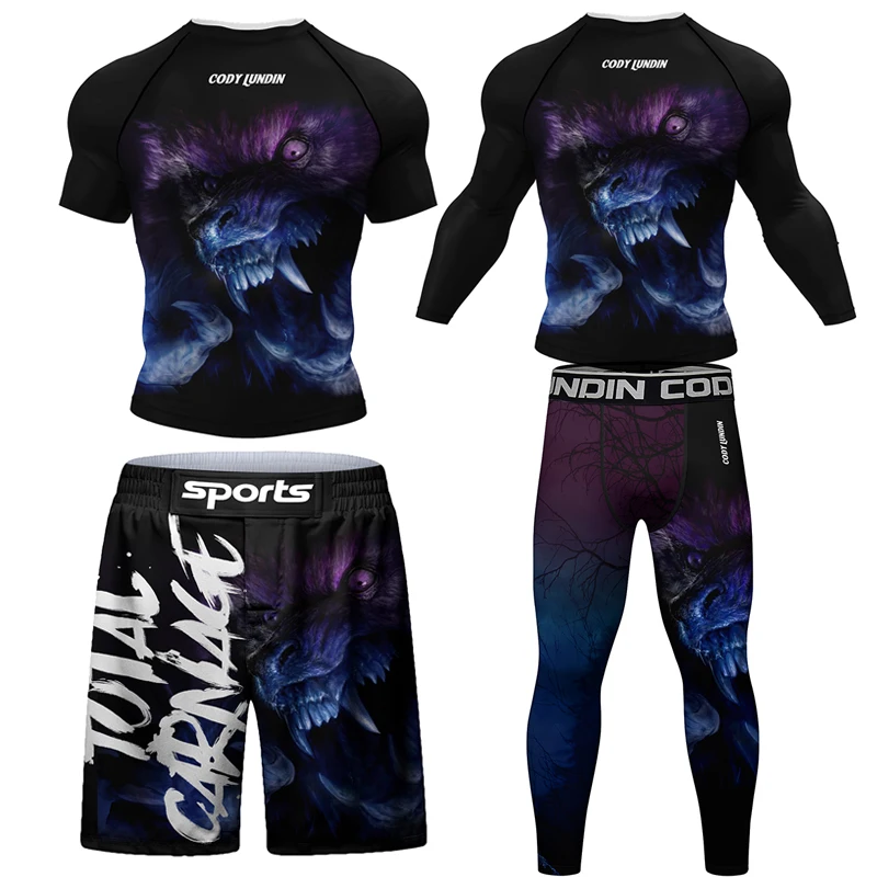 New Men MMA T shirt+Pant Boxin - Men Formal Wear Outfits ulasan dan harga