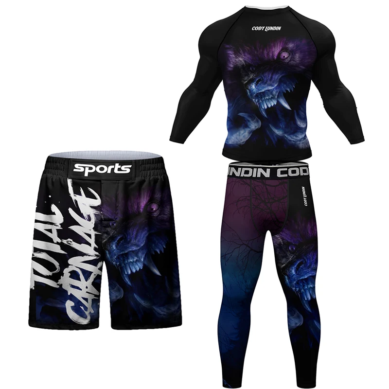New Men MMA T shirt+Pant Boxin - Men Formal Wear Outfits ulasan dan harga