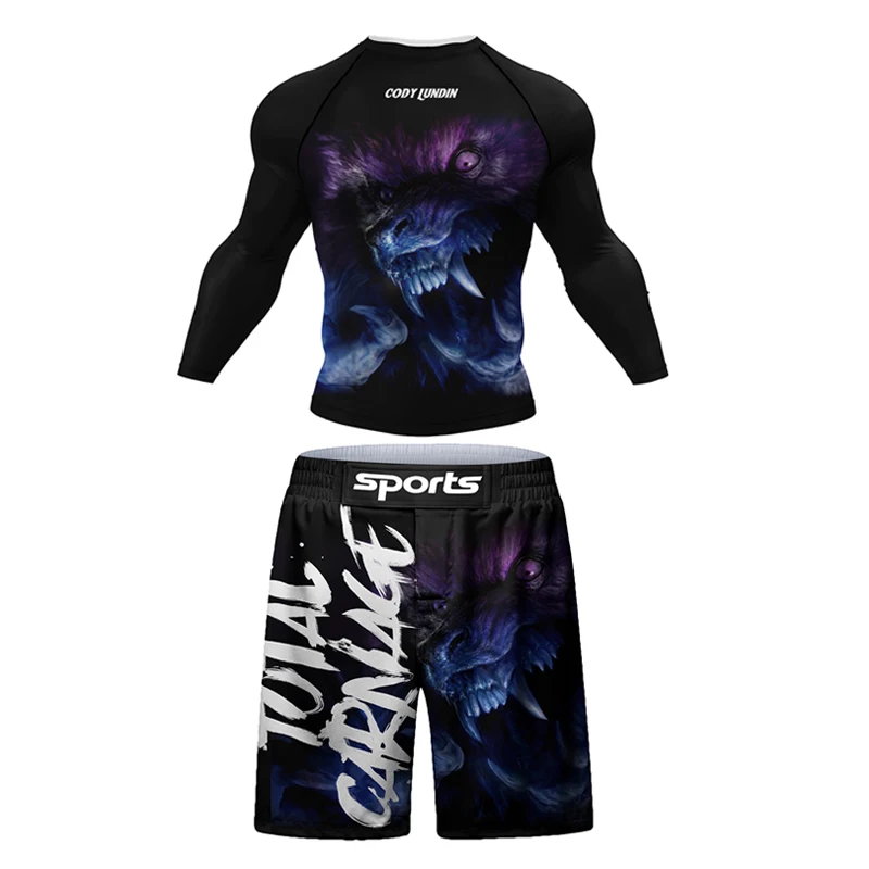 New Men MMA T shirt+Pant Boxin - Men Formal Wear Outfits ulasan dan harga