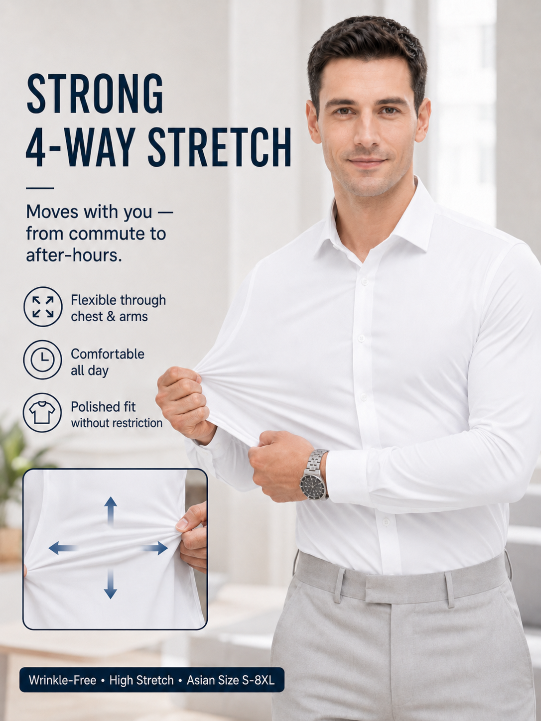 Mens Non-Iron Stretch Dress Sh - Mens Formal ulasan dan harga
