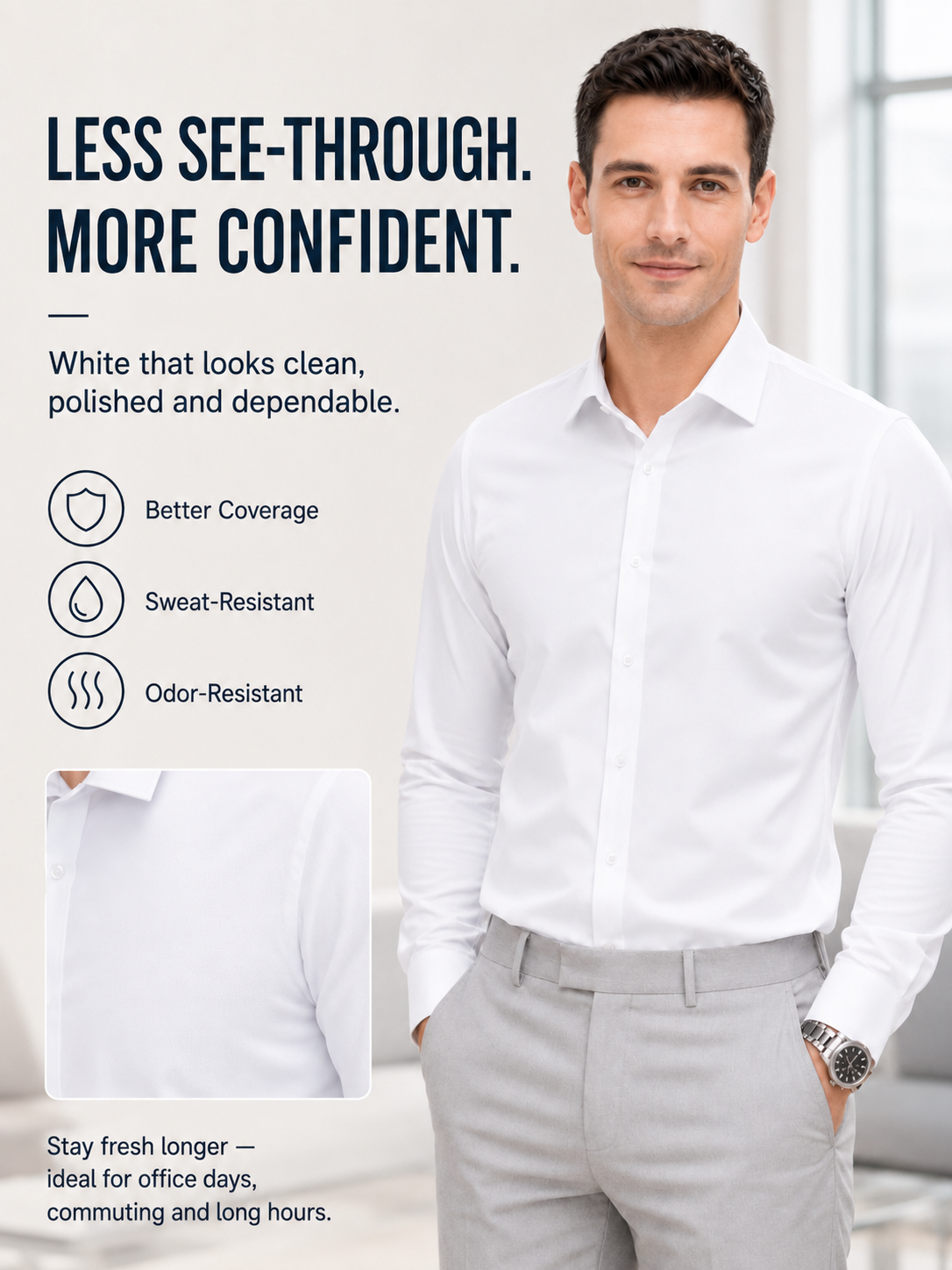 Mens Non-Iron Stretch Dress Sh - Mens Formal ulasan dan harga
